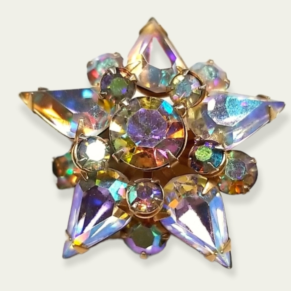 Vintage AB Crystal Rhinestone Star Brooch